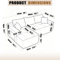 Modern Cloud Sectional with L-Shape Chaise and Deep Seat, Modular Sofa with Cotton-Linen Fabric and No Assembly, 85'' L x 53" W x 24" H, Grey(m-3)