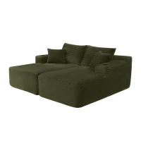 Downy Fabric Sectional Sofa with Double Chaise and Cup Holder, Useful Couch for Modern Living Room and Bedroom, 76'' L x 66" W x 26" H, Green(m-11)