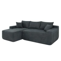 Modern Cloud Sectional with L-Shape Chaise and Deep Seat, Modular Sofa with Cotton-Linen Fabric and No Assembly, 85'' L x 53" W x 24" H, Grey(m-13)