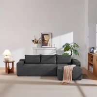 L-Shape Sectional Couch with Right Chaise and Deep Seat, Modern Modular Sofa with Corduroy and No Assembly, 96.5'' L x 60" W x 31" H, Grey(m-1)