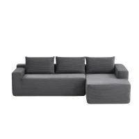 L-Shape Sectional Couch with Right Chaise and Deep Seat, Modern Modular Sofa with Corduroy and No Assembly, 96.5'' L x 60" W x 31" H, Grey(m-2)