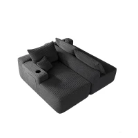 Velvet Fabric Sofa with L-Shaped Chaise and Side Pockets, Classic Couch for Living Room and Bedroom, 108'' L x 63" W x 23" H, Grey Left(m-9)