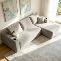 Modern Cloud Sectional with L-Shape Chaise and Side Pockets, Modular Couch with Deep Seat and No Assembly, 108'' L x 63" W x 23" H, Coffee(m-5)