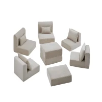 Cozy Modular Sectional with L-Shape and 5 Pillows, Chic Versatile Couch with Soft Corduroy and No Assembly, 100'' L x 35" W x 24" H, Camel(m-13)