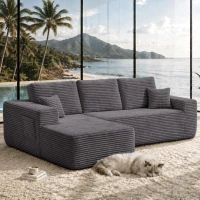 Luxe Fabric Sofa with L-Shaped Chaise and Side Pockets, Functional Couch for Living Room and Bedroom, 104'' L x 67" W x 32.5" H, Grey Left(m-6)