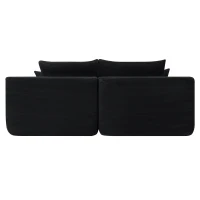 Lasting Corduroy Sectional Sofa with Double Chaise and Deep Seat, Trim Couch for Modern Living Room and Bedroom, 69'' L x 61" W x 30" H, Black(m-11)