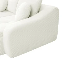 Cozy 2-Piece Chaise Lounge Set with Left and Right Design, Modern Corduroy Lounge Chair with Spring Padding, 66'' L x 76" W x 23" H, White(m-9)