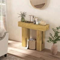 HOMCOM 42 Inch Console Table, Sofa Table Behind the Couch with Thickened Tabletop for Living Room, Hallway, Entrance, Oak(m-9)