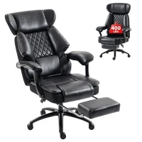 HOMCOM Big and Tall Office Chair with Adjustable Headrest, 500 lbs, Wide Seat, Lumbar Support, Desk Chair, Footrest(m-11)