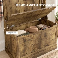 HOMCOM Hall Tree with Coat Rack, Storage, and Sitting Bench, Rustic Brown(m-6)