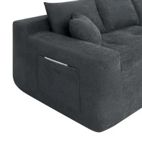 Modern Cloud Sectional with L-Shape Chaise and Deep Seat, Modular Sofa with Cotton-Linen Fabric and No Assembly, 85'' L x 53" W x 24" H, Black(m-7)