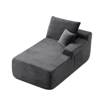 Modern 37.5-inch Right Chaise with Plush Grey Velvet, Chic Sectional Sofa with Flexible Matching for Living Room, 66'' L x 39" W x 33" H, Gray(m-7)