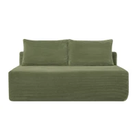 2-Seat Chaise Lounge with Cup Holder and Soft Corduroy, Chic Cloud Couch with Double Chaise and No Assembly, 57'' L x 35" W x 24" H, Green(m-2)