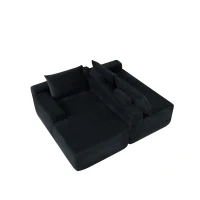 Plush Corduroy Sectional Sofa with L-Shaped Chaise and Deep Seat, Modern Modular Couch for Living Room and Bedroom, 97'' L x 60" W x 31" H, Black(m-9)