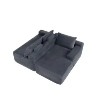 Plush Corduroy Sectional Sofa with L-Shaped Chaise and Deep Seat, Modern Couch for Living Room and Bedroom, 96.5'' L x 60" W x 31" H, Grey Right(m-9)