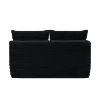 Elegant Chaise Lounge with Plush Velvet and Cup Holder, Chic Sofa with Flexible Matching and No Assembly, 57'' L x 39" W x 33" H, Black(m-8)