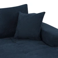 Modern Sectional with L-Shape Chaise and Deep Seat, Cozy Modular Sofa with Cotton-Linen Fabric and No Assembly, 85'' L x 53" W x 24" H, Blue(m-7)
