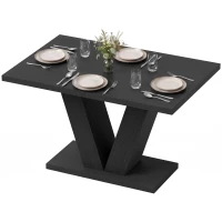 HOMCOM Modern Dining Table for 4 People, 47.2" Kitchen Table for Dining Room and Living Room, Rectangular, Black Wood Grain(m-1)