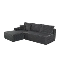 Modern Cloud Sectional with L-Shape Chaise and Cup Holder, Cozy Modular Sofa with Plush Fabric and No Assembly, 96'' L x 66" W x 33" H, Grey(m-12)