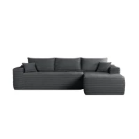 Cushioned Fabric Sofa with L-Shaped Chaise and Side Pockets, Practical Couch for Living Room and Bedroom, 108'' L x 63" W x 23" H, Grey Right(m-2)