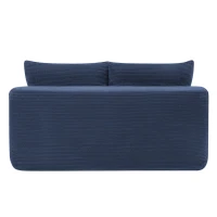 Vivid Corduroy Chaise Lounge with Dual Seats, Deep Seat and Cup Holder, Lively Couch for Living Room and Bedroom, 57'' L x 35" W x 24" H, Blue(m-8)