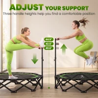 Soozier 50" Foldable Mini Trampoline for Adults, One-Step Fold & Open, 550LBS Capacity, 3-Level Adjustable Handle, Green(m-4)