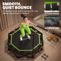 Soozier 50" Foldable Mini Trampoline for Adults, One-Step Fold & Open, 550LBS Capacity, 3-Level Adjustable Handle, Green(m-5)