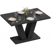 HOMCOM Modern Dining Table for 4 People, 47.2" Kitchen Table for Dining Room and Living Room, Rectangular, Black Wood Grain(m-11)
