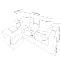 Cozy Modular Sectional with L-Shape and 5 Pillows, Chic Versatile Couch with Soft Corduroy and No Assembly, 100'' L x 35" W x 24" H, Camel(m-3)