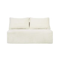 Cozy Modern Cloud Sectional with Double Chaise and Plush Fabric, Chic 2-Seater Couch with No Assembly Required, 57'' L x 35" W x 24" H, White(m-2)