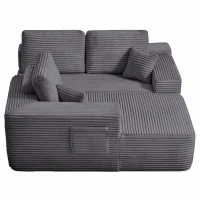 Luxe Fabric Sofa with L-Shaped Chaise and Side Pockets, Functional Couch for Living Room and Bedroom, 104'' L x 67" W x 32.5" H, Grey Left(m-8)