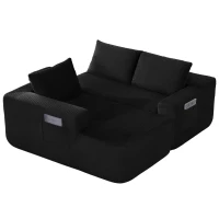 Modern Cloud Sectional with L-Shaped Chaise and Deep Seat, Modular Sofa with Side Pockets and No Assembly, 104'' L x 67" W x 32.5" H, Black(m-9)