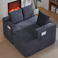 Modern Cloud Sectional with L-Shaped Chaise and Deep Seat, Cozy Modular Sofa with Corduroy and No Assembly, 96.5'' L x 60" W x 31" H, Grey(m-5)