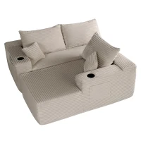 Modern Cloud Sectional with L-Shape Chaise and Side Pockets, Modular Couch with Deep Seat and No Assembly, 108'' L x 63" W x 23" H, Coffee(m-12)