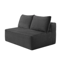 Calm Fabric Sectional Sofa with Double Chaise and Deep Seat, Peaceful Couch for Modern Living Room and Bedroom, 57'' L x 35" W x 24" H, Grey(m-9)