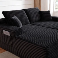 Cozy Modern Cloud Sectional with L-Shape Chaise and Deep Seat, Chic Plush 2-Seater Sofa with No Assembly, 75.5'' L x 66" W x 26" H, Black(m-5)