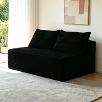 Elegant Chaise Lounge with Plush Velvet and Cup Holder, Chic Sofa with Flexible Matching and No Assembly, 57'' L x 39" W x 33" H, Black(m-1)