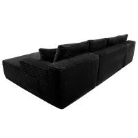 Modern Cloud Sectional with U-Shape Chaise and Side Pockets, Cozy Modular Sofa with Deep Seat and No Assembly, 134'' L x 66" W x 26" H, Black(m-10)