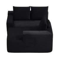 Modern Cloud Sectional with Right L-Shape Chaise and Deep Seat, Cozy Modular Sofa with Corduroy and No Assembly, 97'' L x 60" W x 31" H, Black(m-9)