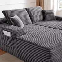 Modern Cloud Sectional with L-Shape and Double Chaise, Cozy 2-Seater Couch with Plush Fabric and No Assembly, 75'' L x 66" W x 26" H, Grey(m-5)
