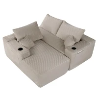 Cloud Sectional with Left L-Shape Chaise and Side Pockets, Cozy Modular Sofa with Deep Seat and No Assembly, 108'' L x 63" W x 23" H, Coffee(m-6)