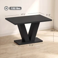 HOMCOM Modern Dining Table for 4 People, 47.2" Kitchen Table for Dining Room and Living Room, Rectangular, Black Wood Grain(m-3)