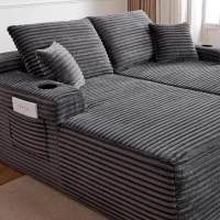 Restful Fabric Sectional Sofa with Double Chaise and Deep Seat, Trendy Couch for Modern Living Room and Bedroom, 69'' L x 61" W x 30" H, Grey(m-7)