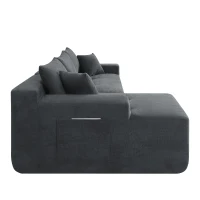 Modern Cloud Sectional with L-Shape Chaise and Deep Seat, Modular Sofa with Cotton-Linen Fabric and No Assembly, 85'' L x 53" W x 24" H, Grey(m-11)