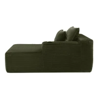 Silken Fabric Chaise Lounge with Cup Holder and Deep Seat, Clever Couch for Living Room and Bedroom, 66'' L x 39" W x 33" H, Green Right(m-9)