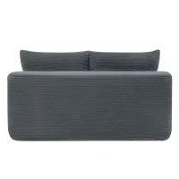 Cuddly Corduroy Chaise Lounge with Dual Seats and Cup Holders, Adaptable Couch for Living Room and Bedroom, 57'' L x 35" W x 24" H, Grey(m-8)