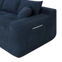 Modern Cloud Sectional with L-Shape Chaise and Deep Seat, Modular Sofa with Cotton-Linen Fabric and No Assembly, 85'' L x 53" W x 24" H, Blue(m-9)