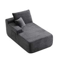 Modern 37.5-inch Left Chaise with Plush Grey Velvet, Chic Sectional Sofa with Flexible Matching for Living Room, 66'' L x 39" W x 33" H, Gray(m-6)