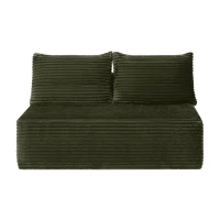 Cozy 2-Seat Chaise Lounge with Cup Holder and Plush Fabric, Modular Sofa with Flexible Matching and No Assembly, 57'' L x 39" W x 33" H, Green(m-9)