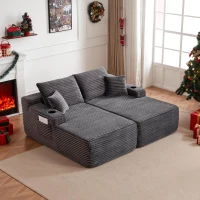 Restful Fabric Sectional Sofa with Double Chaise and Deep Seat, Trendy Couch for Modern Living Room and Bedroom, 69'' L x 61" W x 30" H, Grey(m-5)